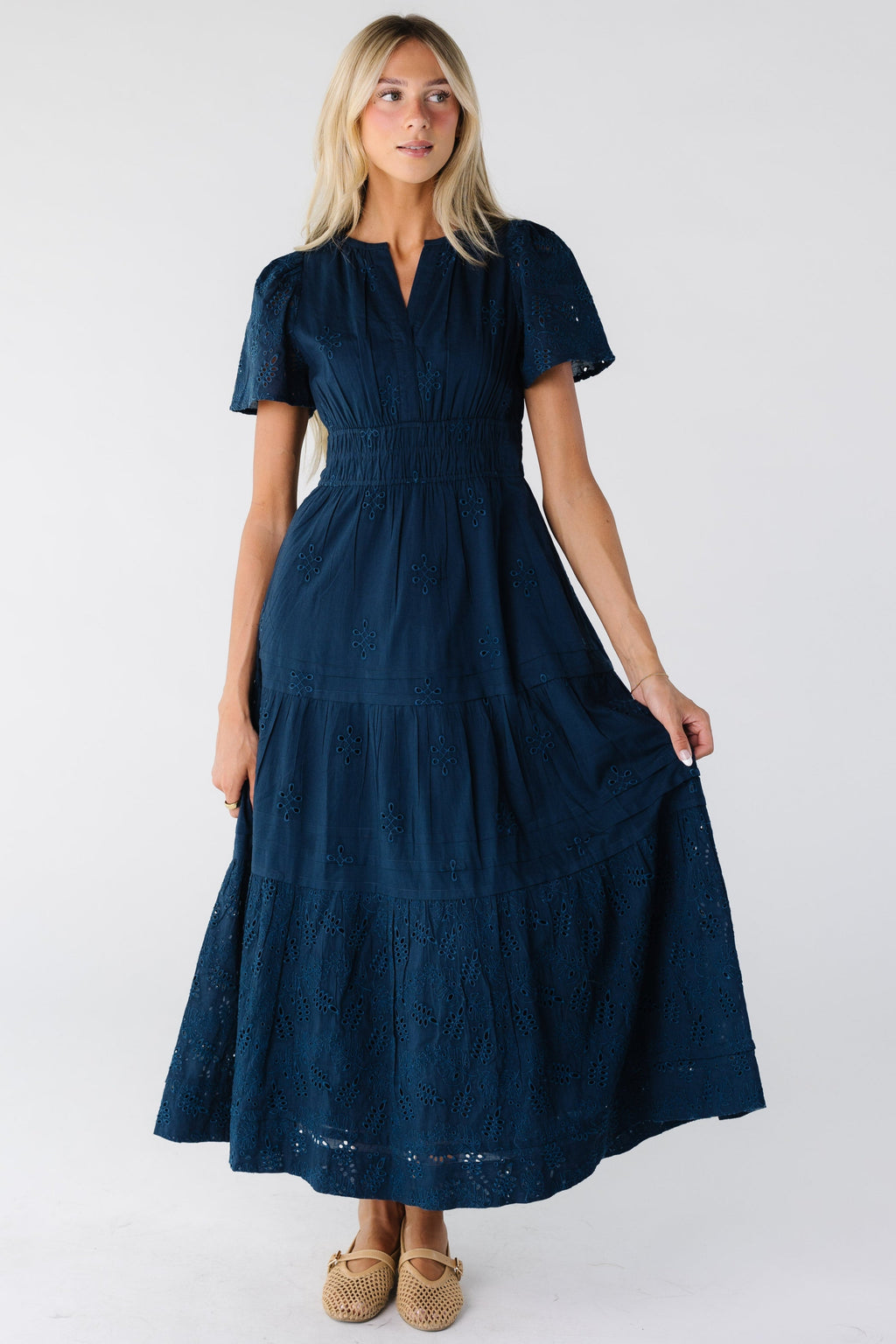 Citrus Eyelet Shae Dress - Blue