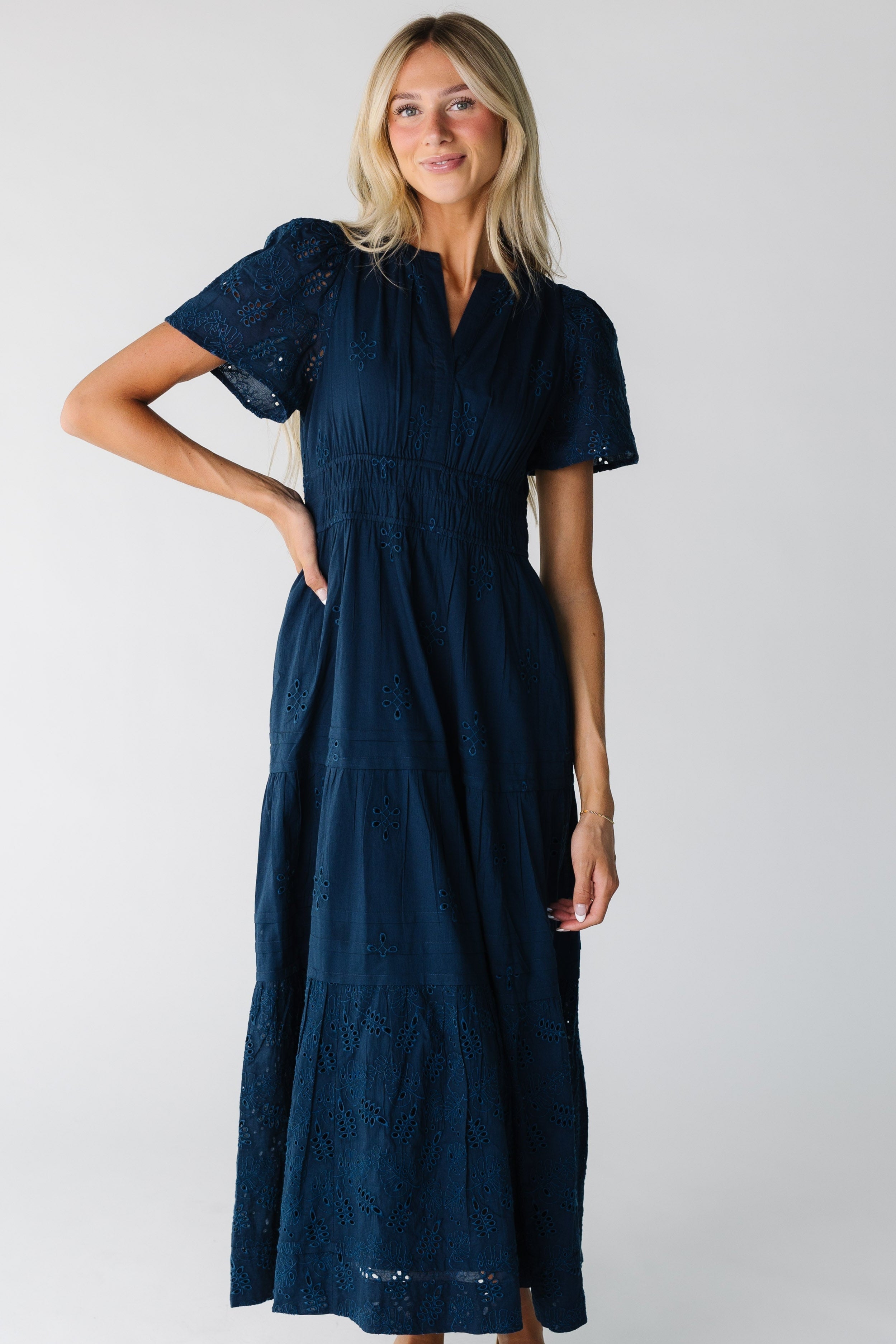 Citrus Eyelet Shae Dress - Blue