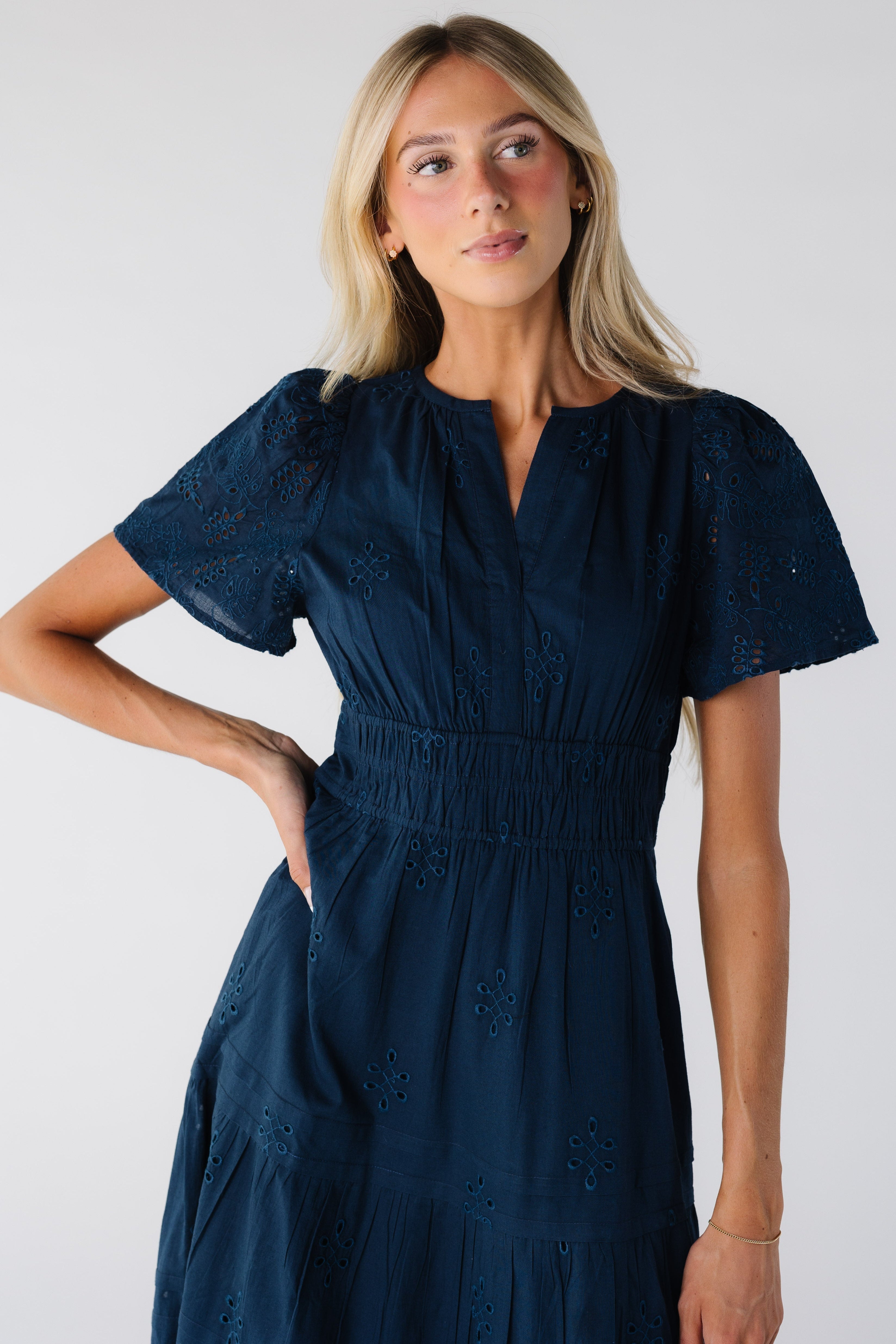 Citrus Eyelet Shae Dress - Blue