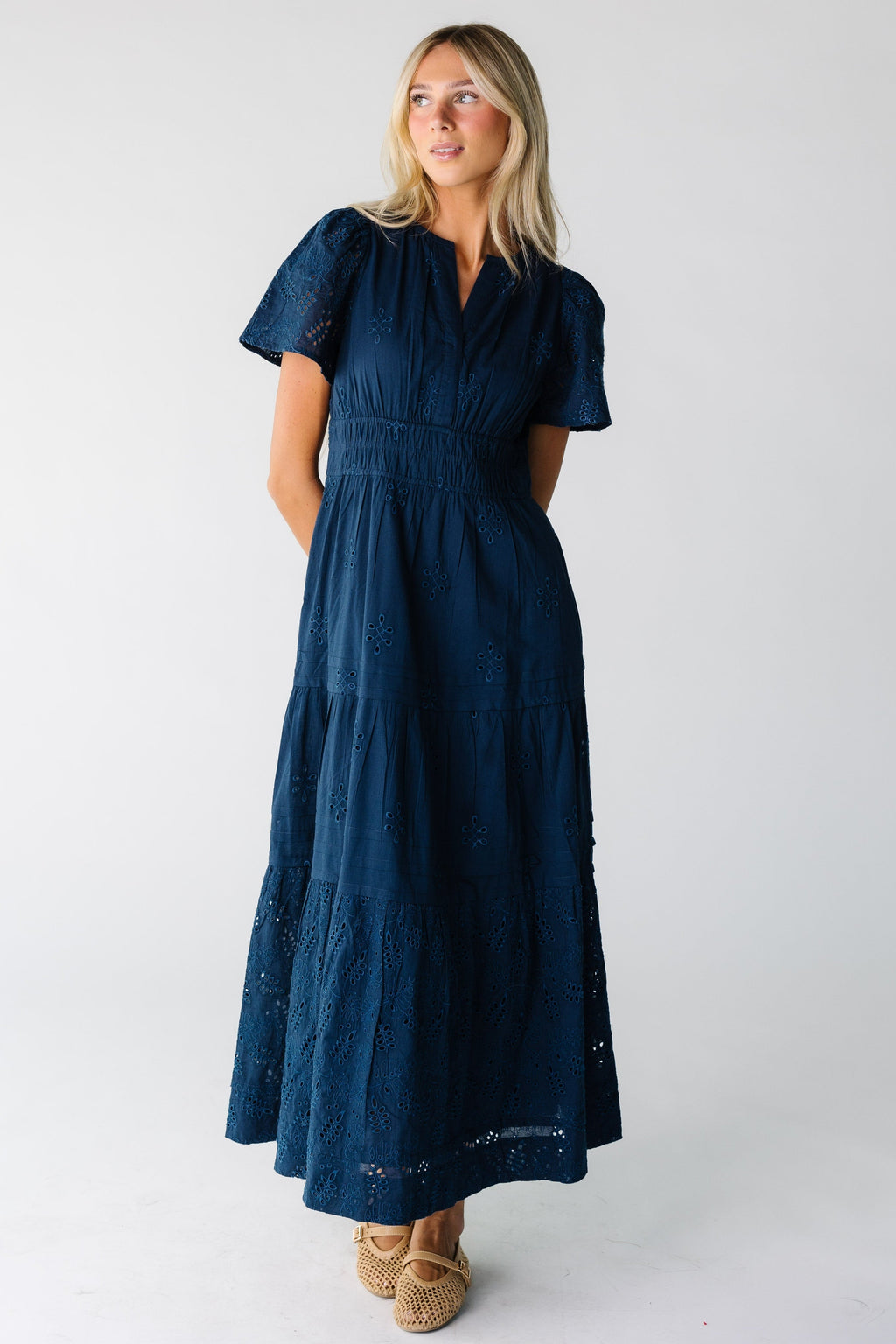 Citrus Eyelet Shae Dress - Blue