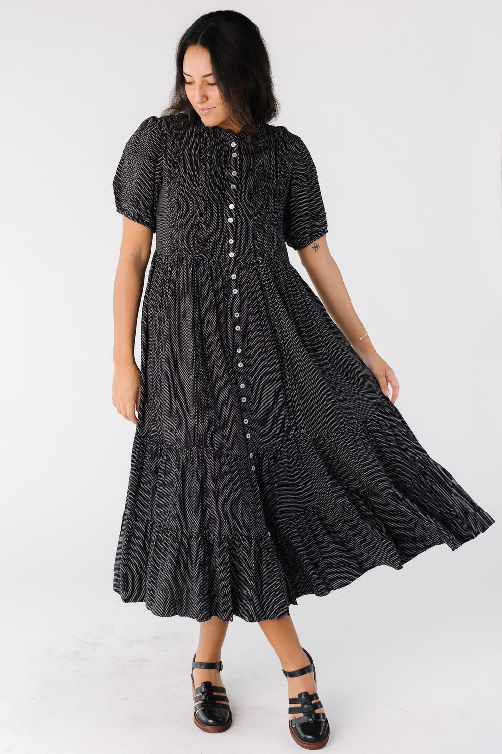 Citrus Flower Fields Dress- Polka Dot