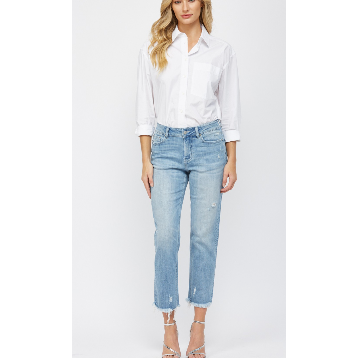 Mid Rise Cigarette Crop Jean