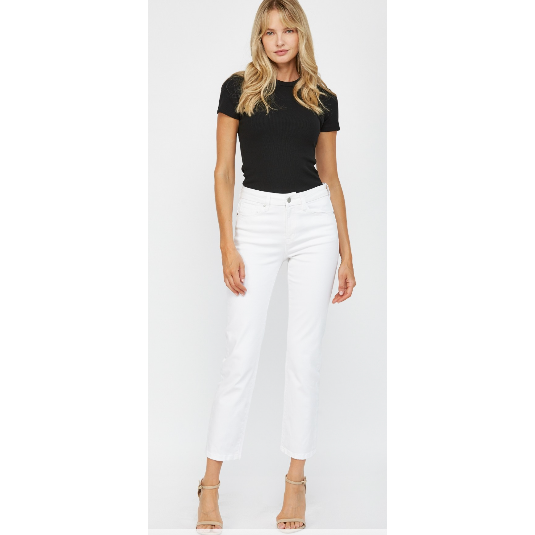 Mid-Rise Ankle Straight White Jeans