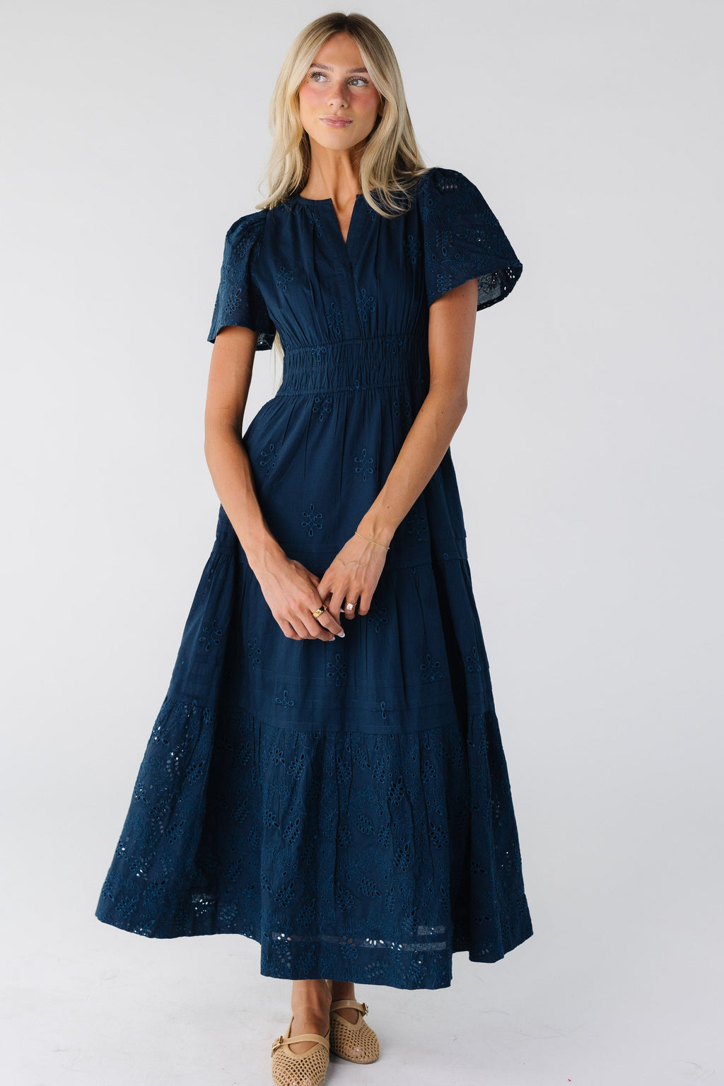 Citrus Eyelet Shae Dress - Blue