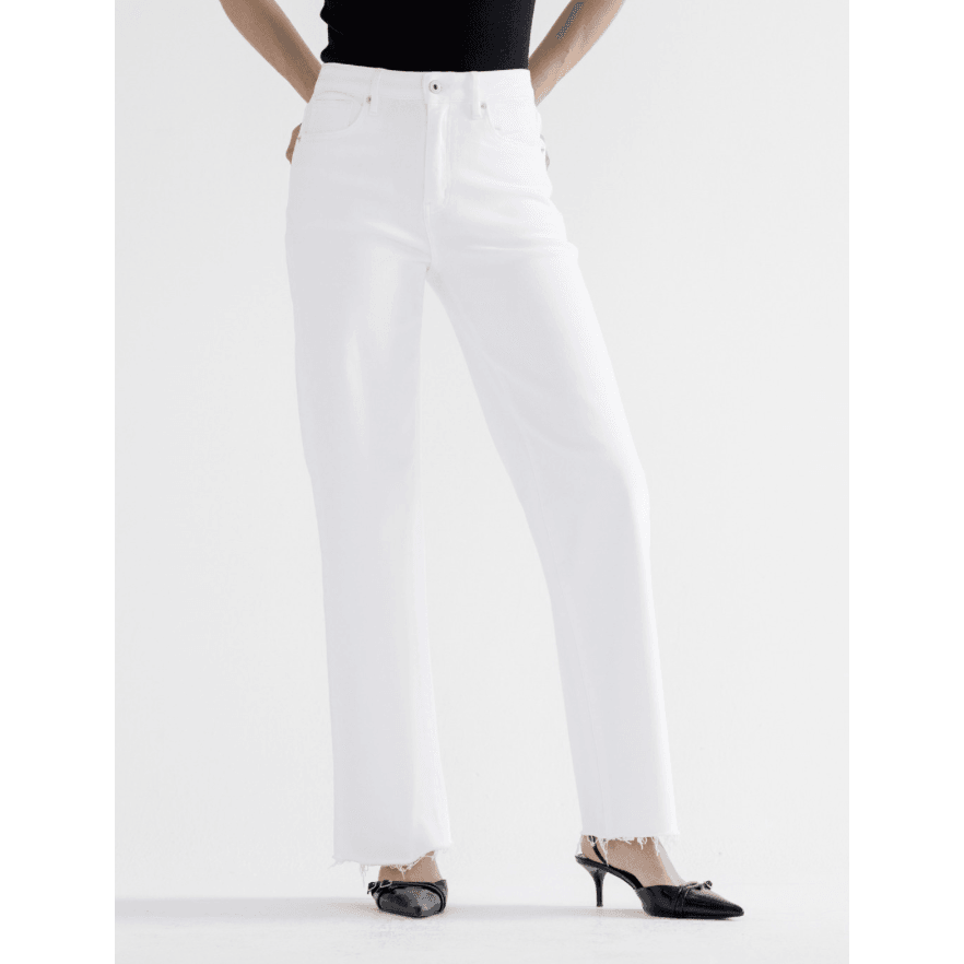 Alabaster White High Rise Wide Leg Jean