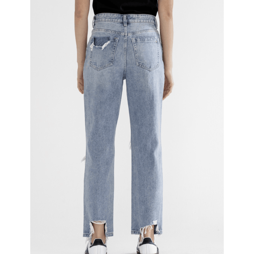 Gavi Super Distressed Straight Leg Jean